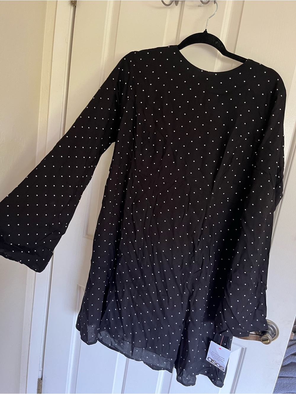 NWTS ASOS Black Polka Dot Long Sleeve Dress
